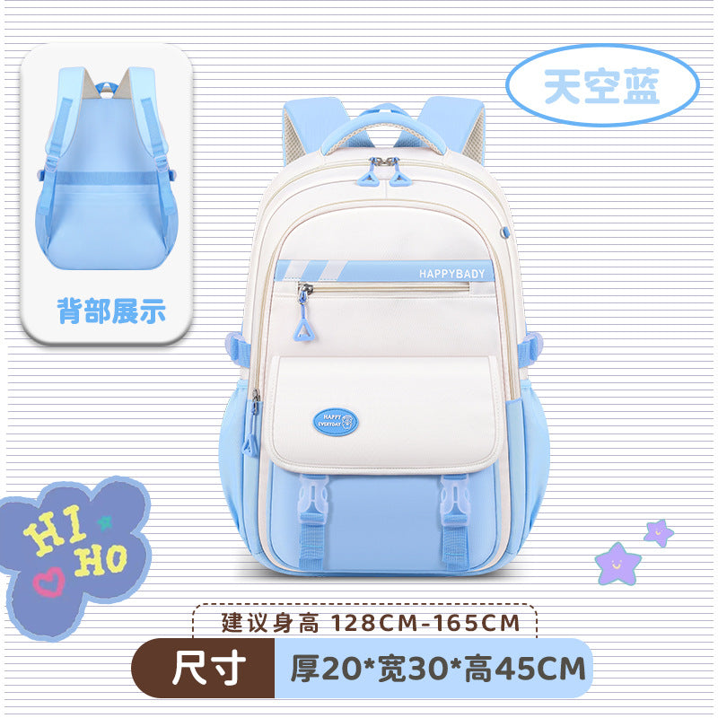 2024 cuhk student backpack - minimalist canvas bag, large capacity backpack for junior high and college girls, spine-protecting, lightweight, campus style