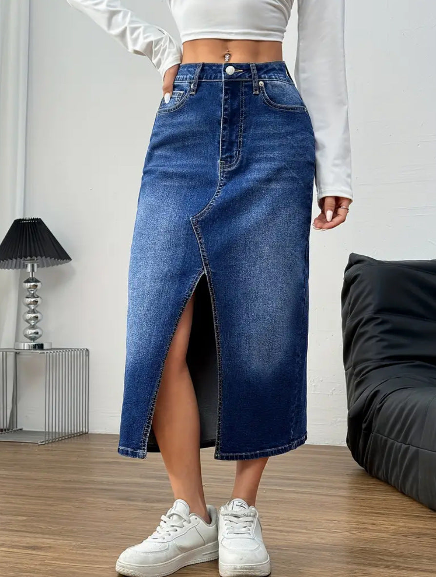 Europe, America   independent station  washed retro women's denim skirt