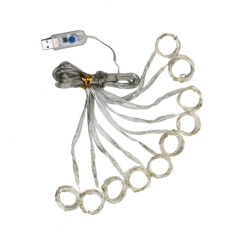 Green leaf rattan curtain light led plant leaf lights flashing lights string wedding live broadcast background string lights  wholesale