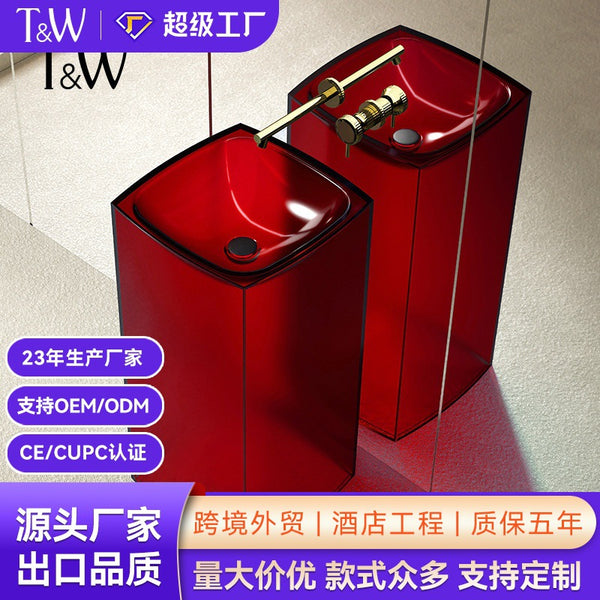 TW Travel Color Transparent Resin Pillar Basin Pillar Basin Washbasin Hotel Engineering Homestay Floor-to-ceiling Washbasin