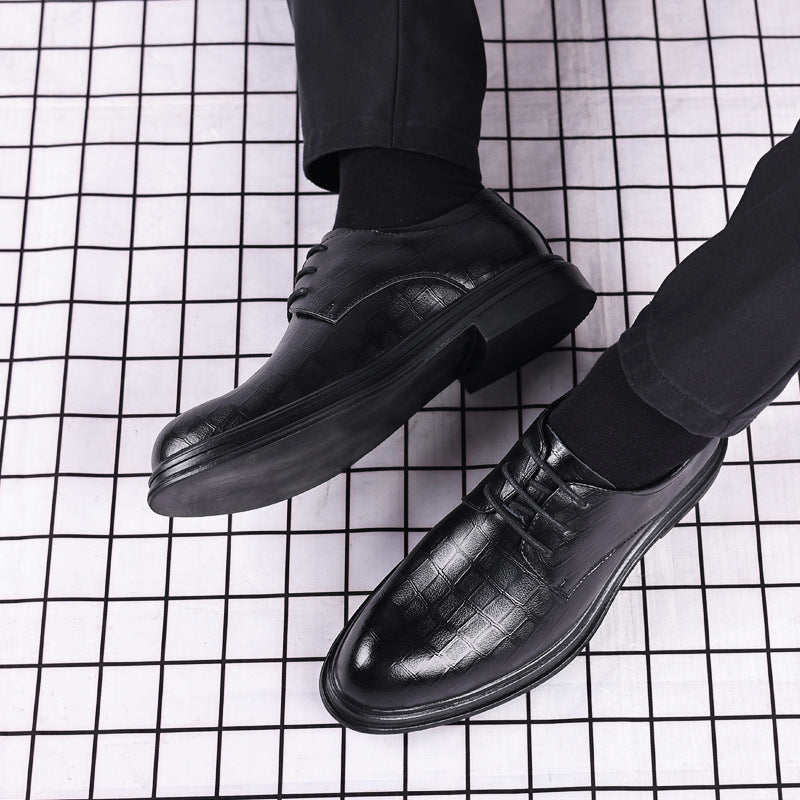 Men's leather dress shoes - business, casual, trendy, spring, british style, groom, korean style, cross-border, soft sole, breathable wedding shoes