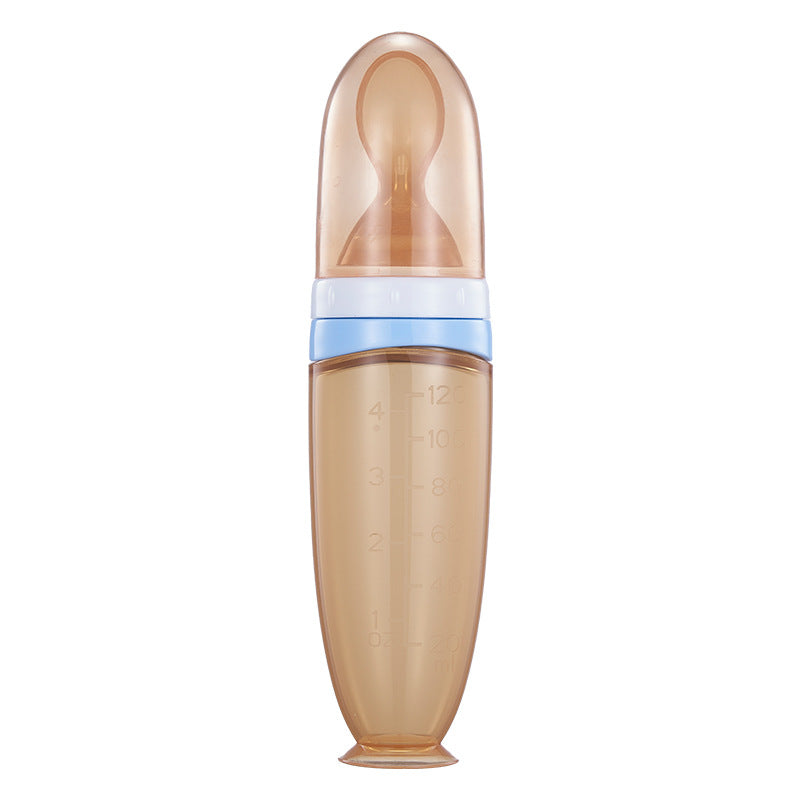 English card baby rice paste bottle 120ml extrusion feeding spoon full silicone suction cup rice paste spoon complementary food feeding