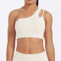 Asymmetrical one-shoulder yoga bra - barely-there sports bra with irregular straps - running & fitness tank top for women