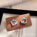 Sweet gradient butterfly flower stud earrings - women's high-end, light luxury design, elegant, fresh, and gentle style earrings