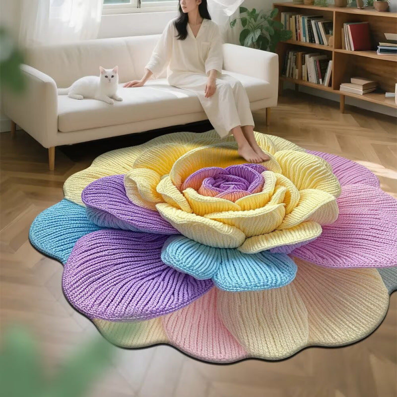 3d floral crystal velvet rug - absorbent mat for living room, bedroom, bedside, sofa, and coffee table