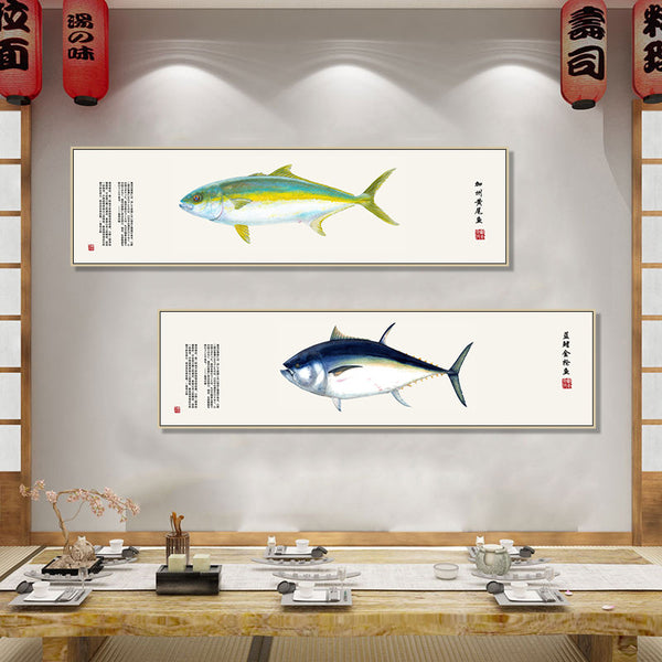 Yuto decorative painting Japanese Japanese restaurant sushi restaurant hanging painting Yakitori izakaya salmon sashimi wall painting