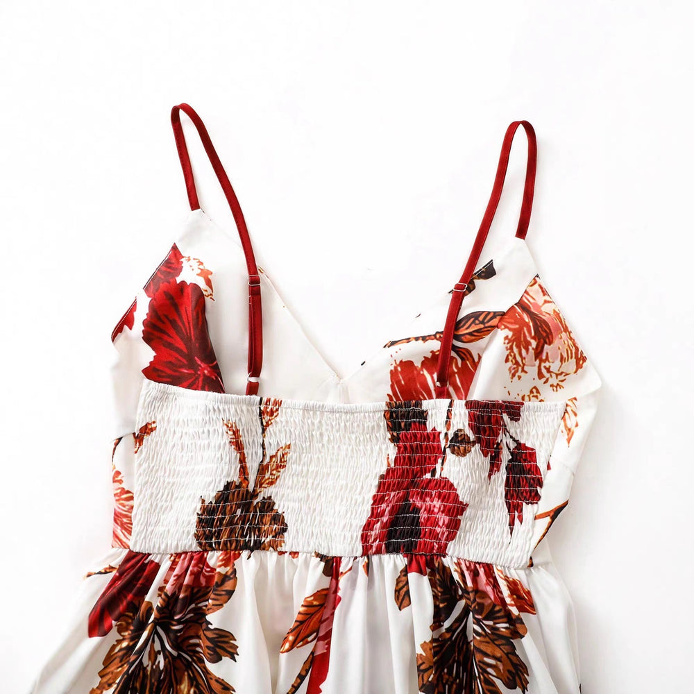French chic floral print sleeveless cami dress - perfect for beach vacations & casual wear (cross-border)