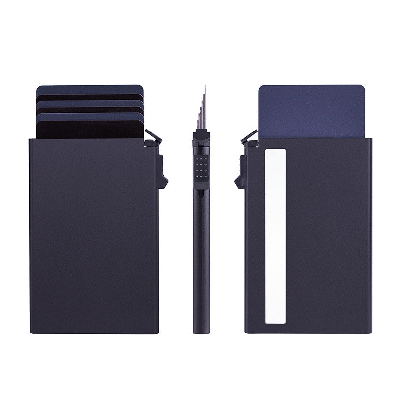 New automatic pop-up side press credit card box member card sleeve metal aluminum card bag anti-theft brush anti-magnetic RFID card bag