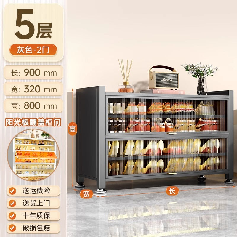 Steel shoe cabinet for home entrance storage cabinet all-in-one dust-proof large capacity multi-layer storage shoe rack flip-up door storage cabinet