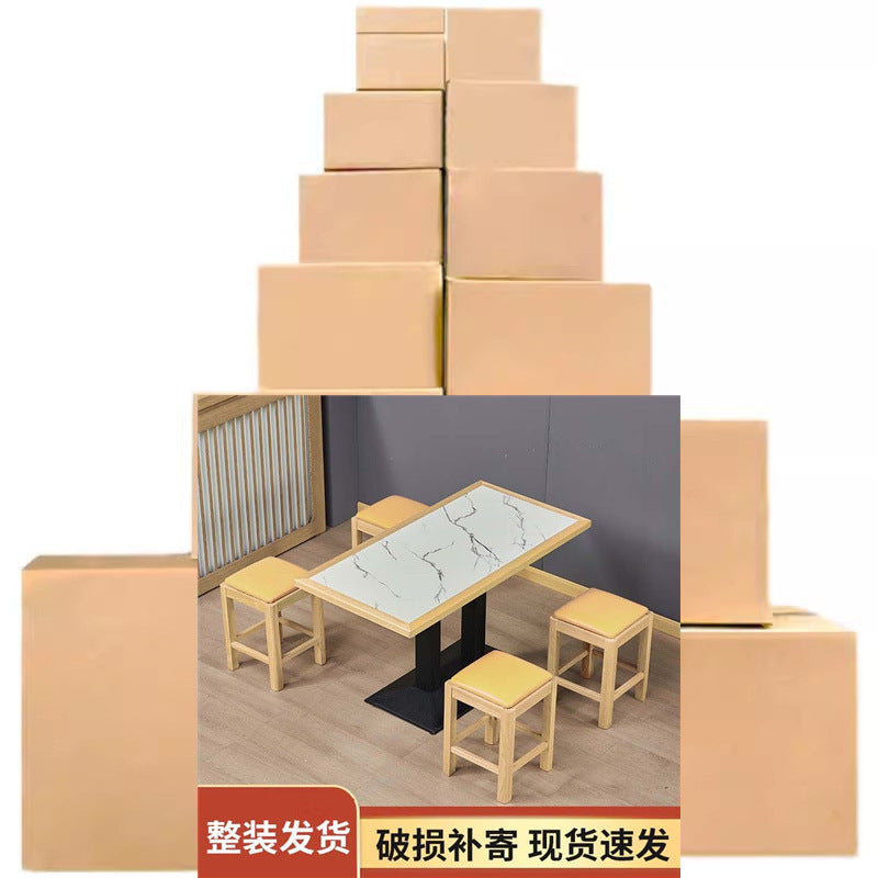 Commercial Square Stool Catering Snack Noodle Restaurant Breakfast Milk Tea Rice BBQ Burger Fast Food Restaurant Backless Solid Wood Stool Household