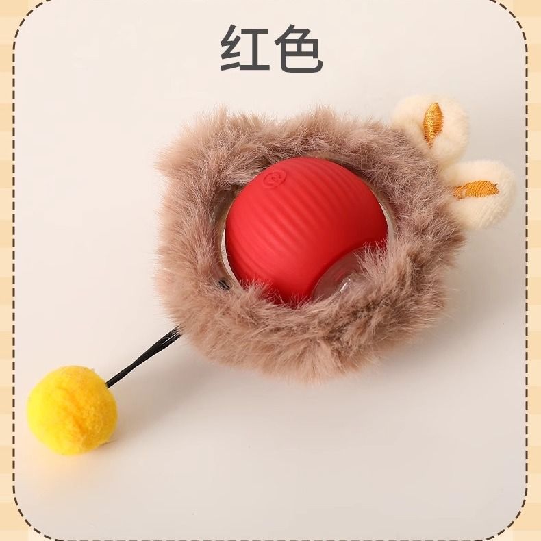 new cat toy gravity smart red rope rolling ball bird sound electric cat teasing ball tooth grinding and bite resistance