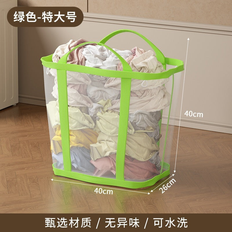 Portable household mesh nylon dirty clothes, bathroom debris sorting, large-capacity storage, hanging portable dirty clothes basket