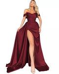 direct sales cross-border trade banquet high-slit sexy host one-shoulder slimming party evening dress