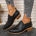 export plus size autumn new pointed-toe low-cut pumps brown chunky heel ankle boots  mid-heel leather upper