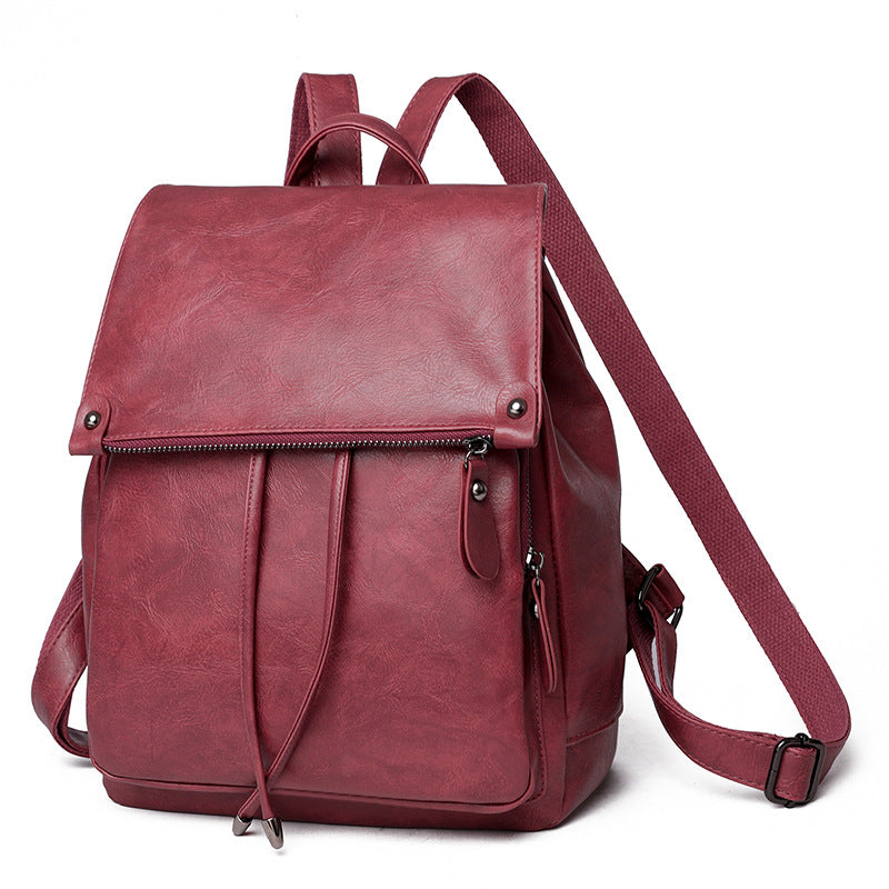 Cross-border women's backpack retro versatile PU soft leather small backpack backpack women's anti-theft travel backpack