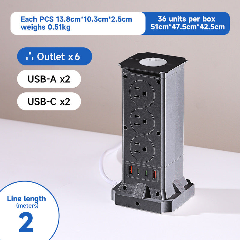 Us 110v usb multi-port pd fast charging power strip with dual-sided outlets and extension cord