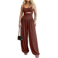 cross-border european and american women's clothing: new summer collection - casual commute solid color camisole & wide-leg pants fashion set