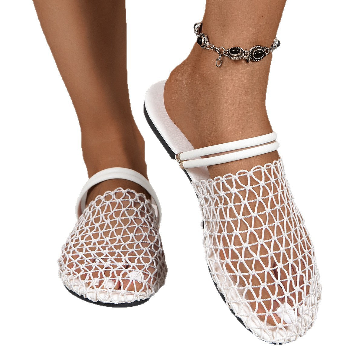 Foreign trade large size mesh bag head cool slippers women's 2025 new leisure one pedal two wear cool slippers fisherman shoes