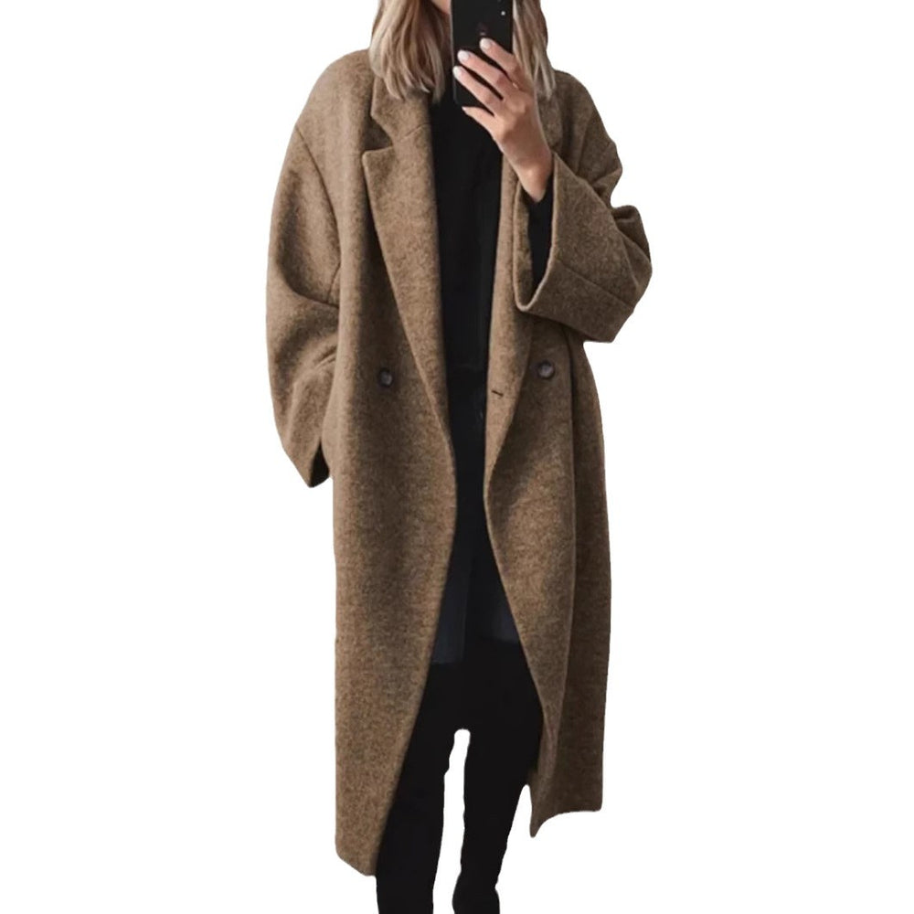 winter cross-border fashion  independent station  women's multi-color multi-size woolen long windbreaker outwear