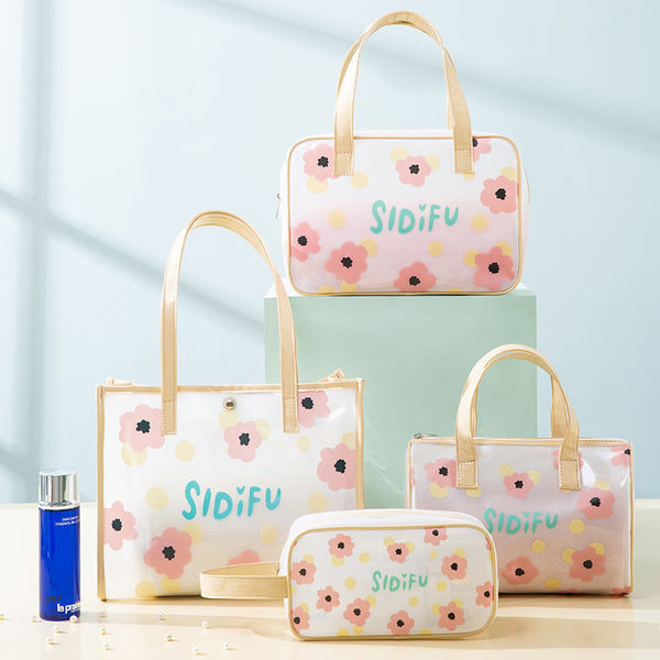 Translucent storage bag Travel large-capacity cosmetic bag Portable portable bath Swimming bag pvc wash storage bag