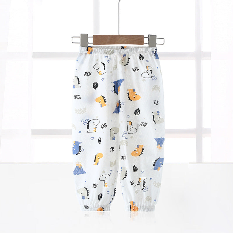 Baby pants summer boys and girls anti-mosquito pants thin baby pure cotton bloomers lightweight breathable cartoon printing pants