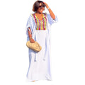 European and american cross-border women's clothing  summer new arrival: african plus size patchwork v-neck loose striped maxi dress