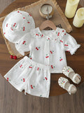 summer cross-border exclusive: baby & toddler printed polo shirt + shorts + hat three-piece set
