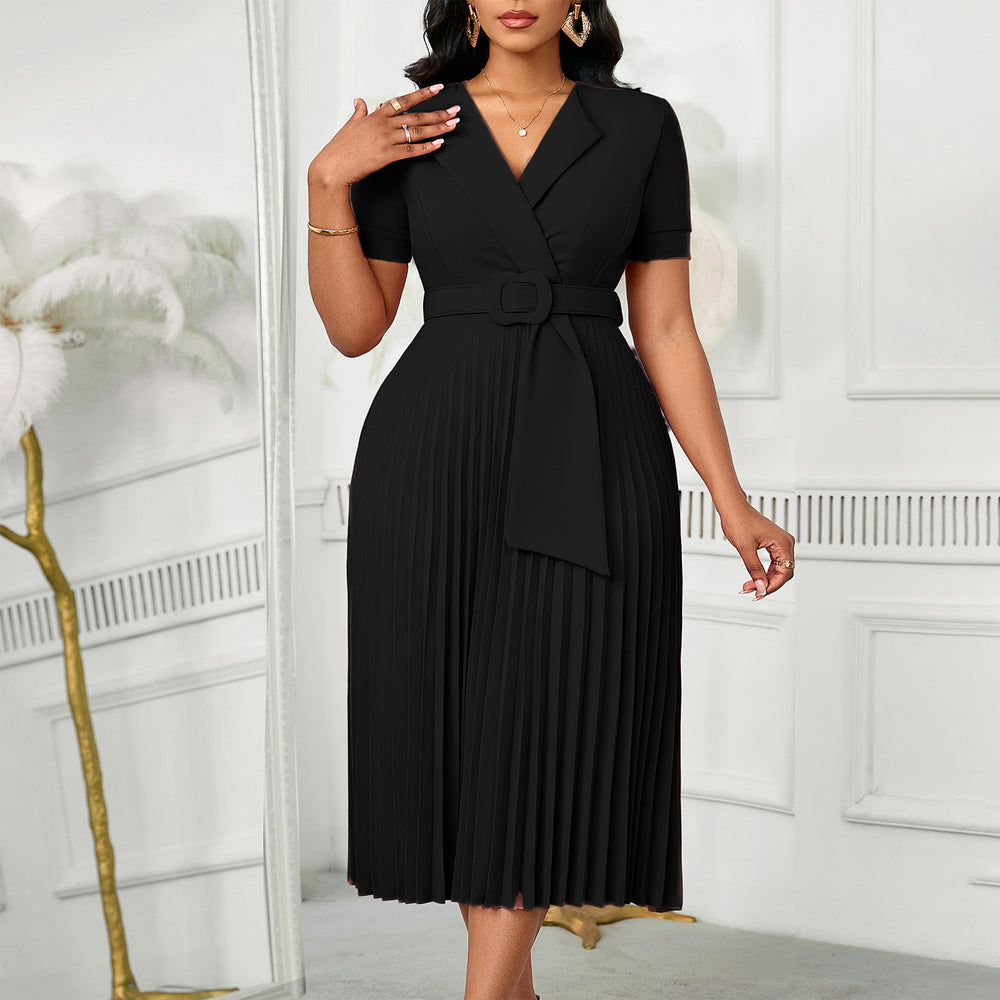 D593  fashion sexy short sleeve v neckfashionelegantelegance pleated plus sizehigh waist african dress