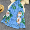 High-end women's dress:  summer collection - sophisticated, niche design, slimming, printed maxi dress with a cinched waist and flowing skirt