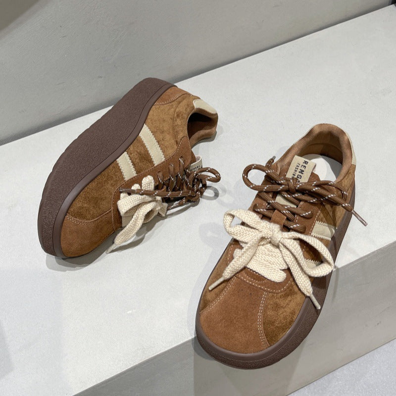Fashionable retro german army trainers (gats) for women, spring 2026 new collection: suede, chunky sole, platform, casual, versatile, non-slip sneakers