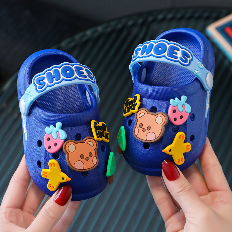 Kids slippers summer girl baby indoor soft bottomnon-slip cartoon cute sandals slippers boy beach hole sandals