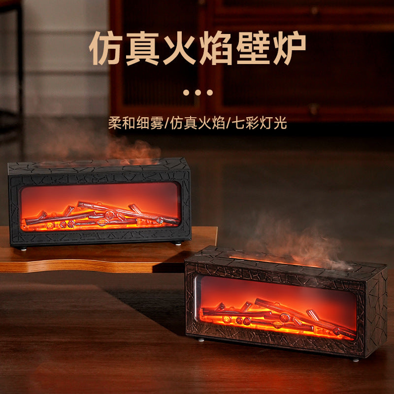 2025 new artificial fireplace aroma diffuser, flame humidifier, automatic scent sprayer, home indoor bedroom ambient light