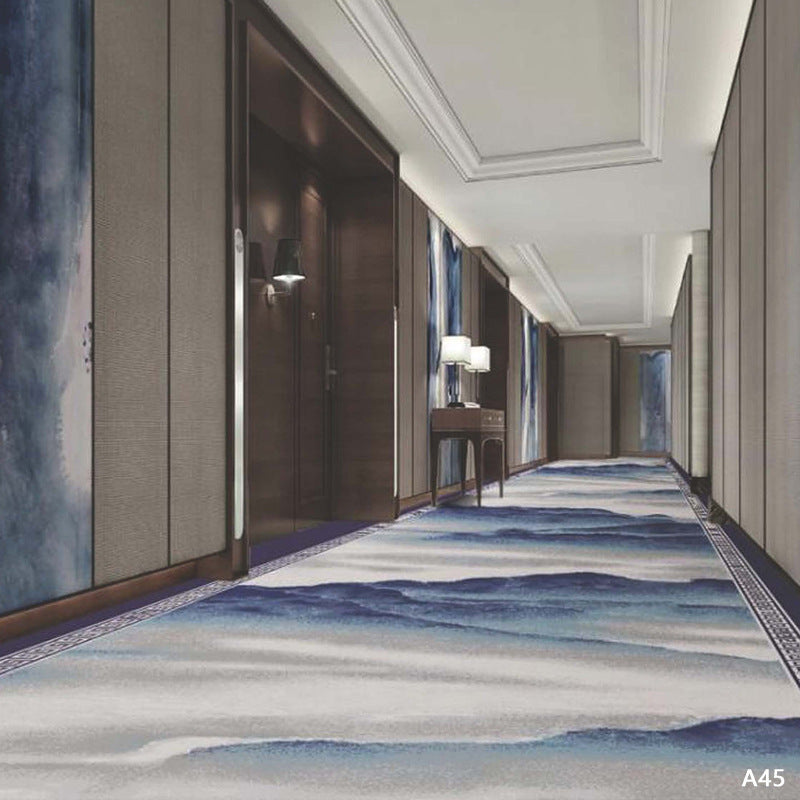 Custom hotel carpet for hallways and aisles, hotel guest room bedside rug, thickened nylon b1 flame retardant full coverage floor mat