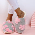 Thick solefall and winter shoes for women pearl flowers stuffedheattech fur slippers toe cap cotton slippers new arrivalin stock dropshipping