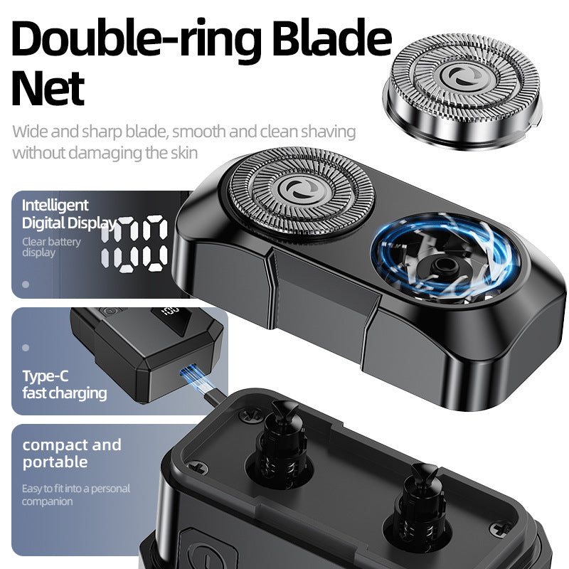 New dual-head magnetic electric shaver for home, car, and travel - mini portable razor for men