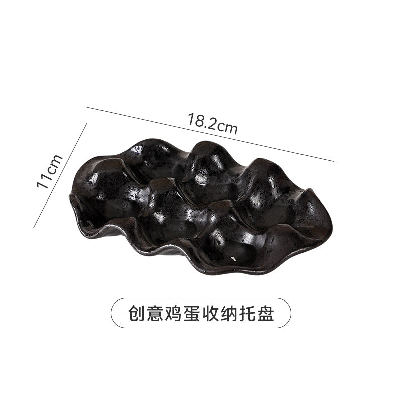 Retrofor home ceramic egg storage tray refrigerator freezer stylish high value egg tray storage tray fresh-keeping tray