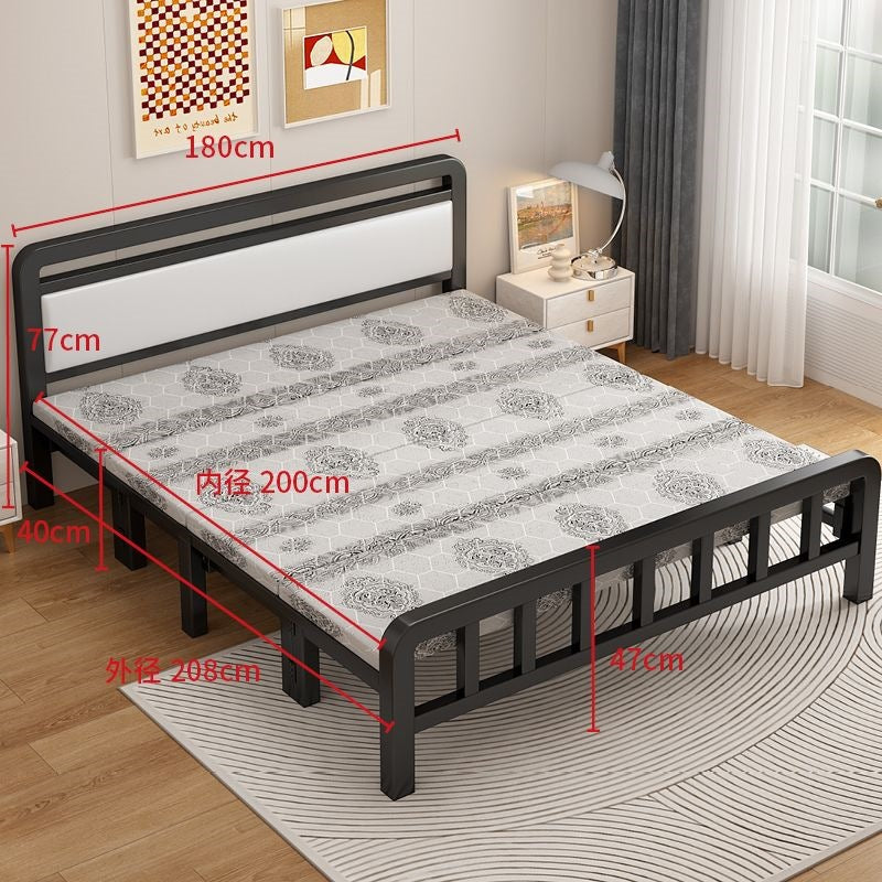 Four-fold foldable bed single bedfor homesimple office lunch break double rental house adult iron bed