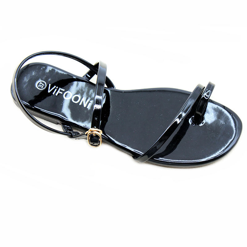 Wholesale shoes sandals  Chaozhou women's shoes fashion glossy toe flat beach sandals