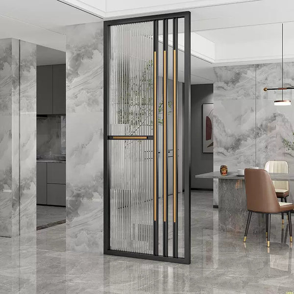 Nordic light luxury screen partition living room simple creative entrance iron rack hollow wall stainless steel