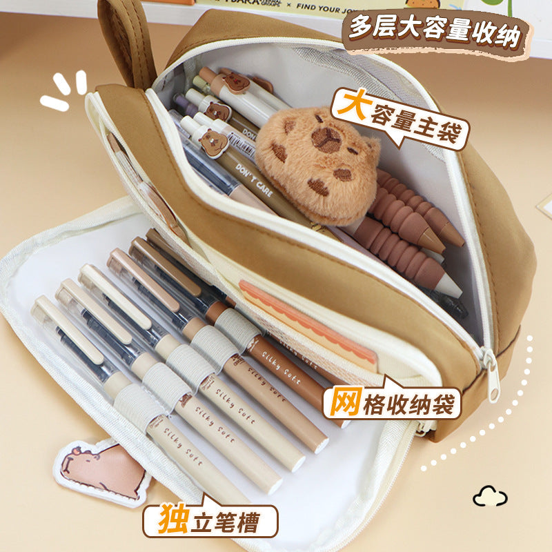 Cartoon Dolphin Door Stationery Bag Waterproof Cross-border Pencil Bag ins Wind Stationery Box Primary School Students Advanced Sense Pencil Bag Customization