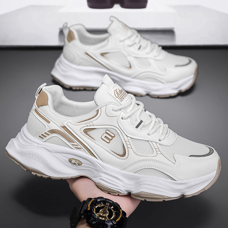 Dad shoes men 2025 spring new men's casual sports shoes trendyeasiest for matchthick solenon-slipabrasion resistant mesh shoes