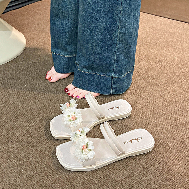 Summernew arrival two-wear sandals and slippers for women sweetflowersoutwear fairy style beautiful matching skirt beach slippers for women