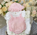 Summer newborn & infant fashion lace overalls set - baby girl cute top & lace inner layer 4-piece outfit