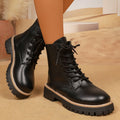 new platform mid-calf boots  autumn/winter european and american casual british style side zipper martin boots women's black