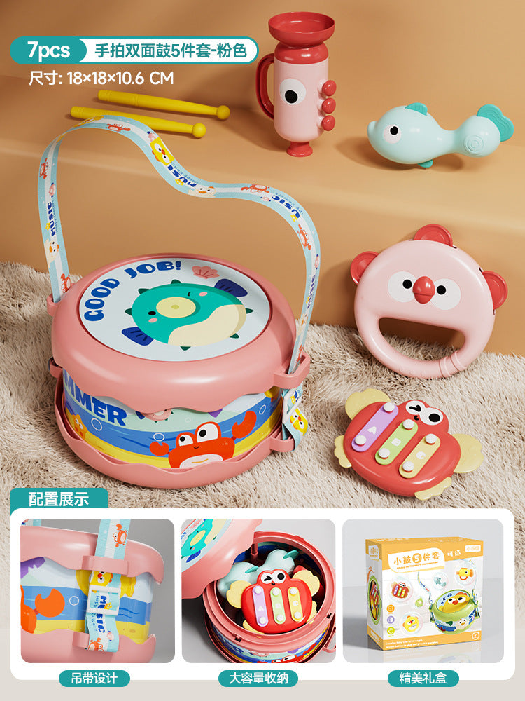 Baby early education educational double-sided hand drum kids percussion instrument hand tambourine beat baby drum pat drum trumpet