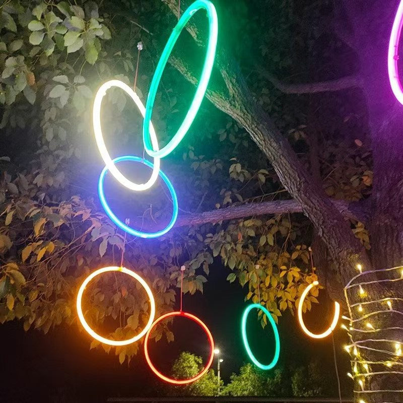 LED luminous circle hanging tree light outdoor waterproof festival Spring Festival tree lighting decorative modeling wishing ring light