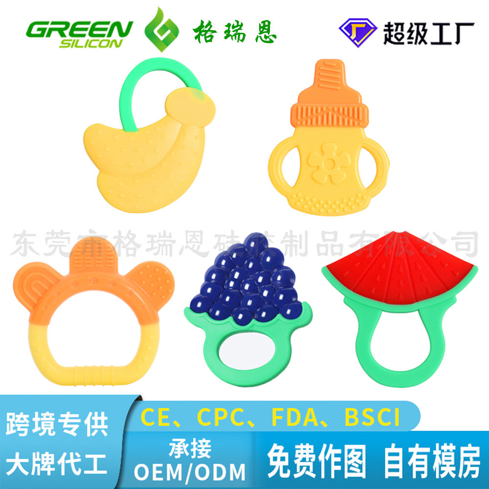 Baby fruit flat toothpaste 3 months grinding stick food grade silicon biting glue baby teething toy significant other