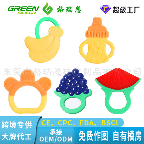 Baby fruit flat toothpaste 3 months grinding stick food grade silicon biting glue baby teething toy significant other