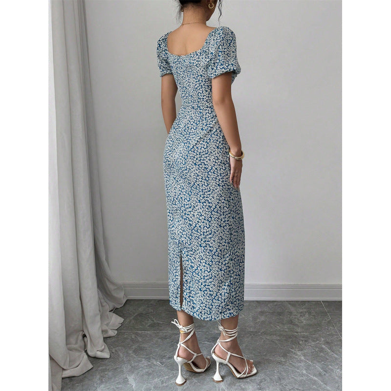 Ebay fashion cross-border export women's summer silmfashionslimming look floral dress