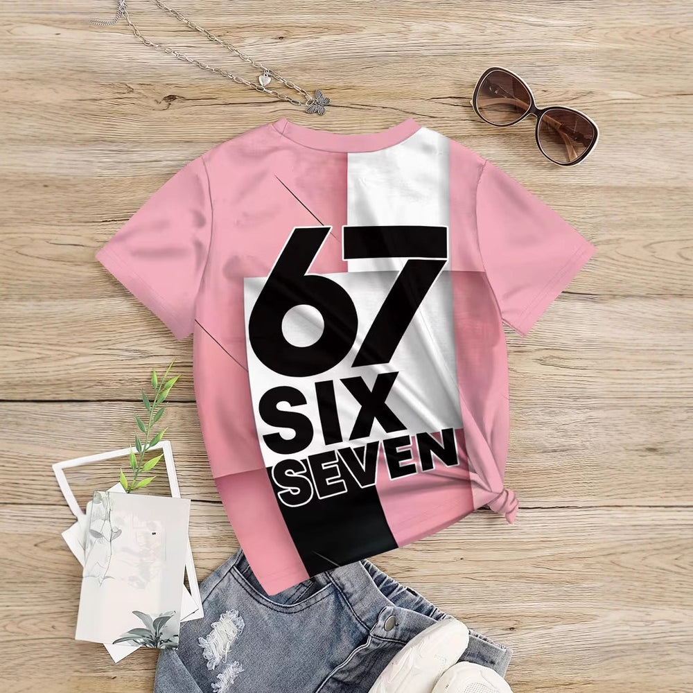 Kids' t-shirt, a cross-border bestseller featuring 67 elements, 3d digital print, summer casual fashion for girls, round neck, short sleeves